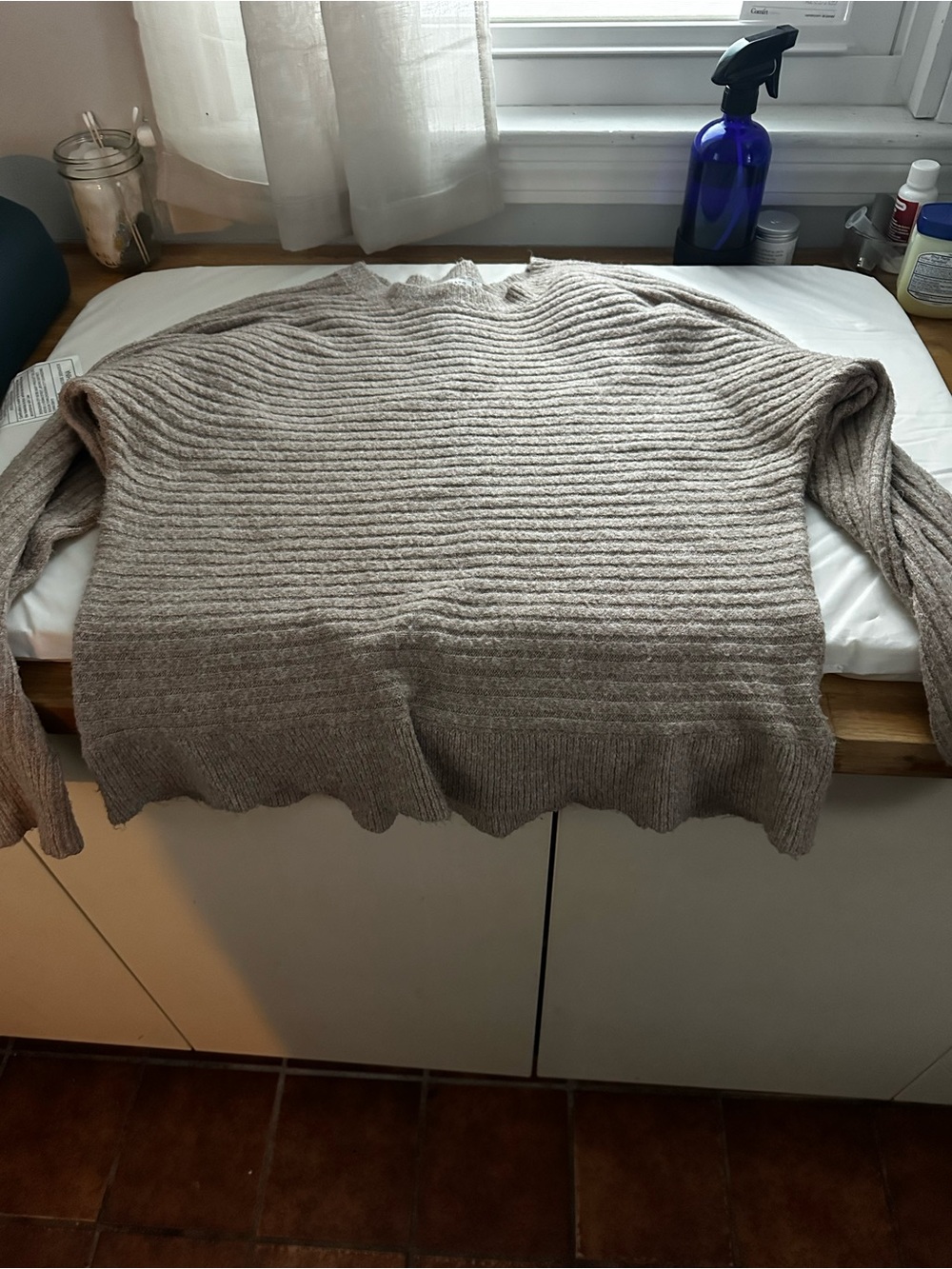 Cozy Ribbed Knit Women's Sweater - Taupe